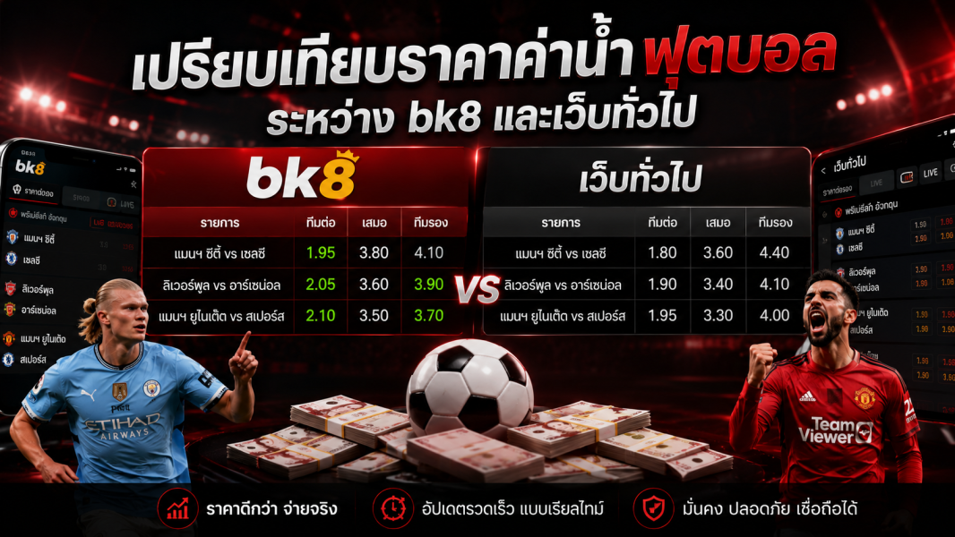 เปรียบเทียบราคาค่าน้ำฟุตบอลระหว่าง bk8 และเว็บทั่วไป เจาะลึกระบบเดิมพันยุคใหม่ปี 2026