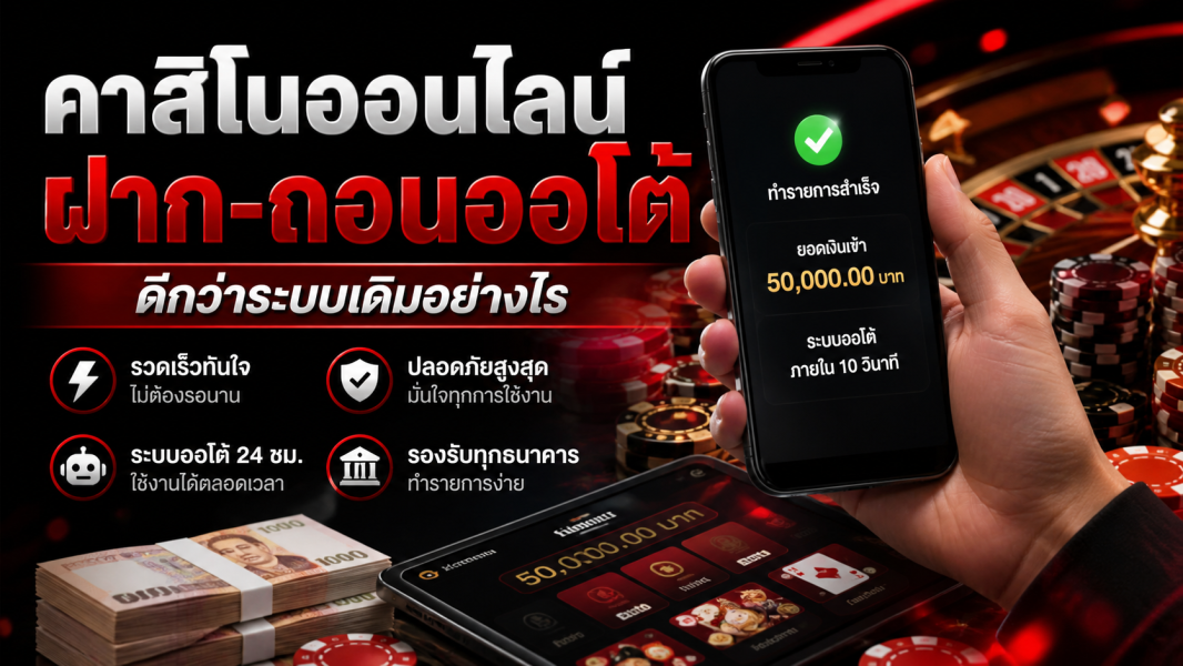 คาสิโนออนไลน์ ฝาก-ถอนออโต้ ดีกว่าระบบเดิมอย่างไร? เจาะลึก ezcasino ปี 2026 ครบทุกมิติ