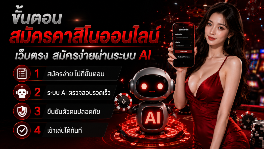 สมัครคาสิโนออนไลน์ เว็บตรง สมัครง่ายผ่านระบบ AI รวดเร็ว ปลอดภัย อัปเดตล่าสุด 2026