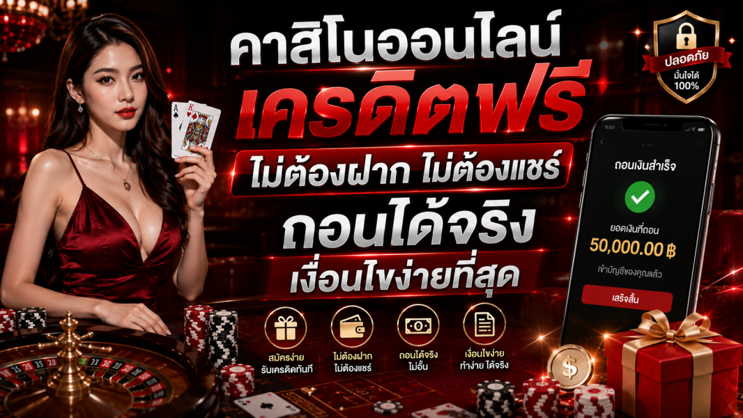คาสิโนออนไลน์ เครดิตฟรี 2026 ไม่ต้องฝาก ไม่ต้องแชร์ ถอนได้จริง เงื่อนไขง่ายที่สุด
