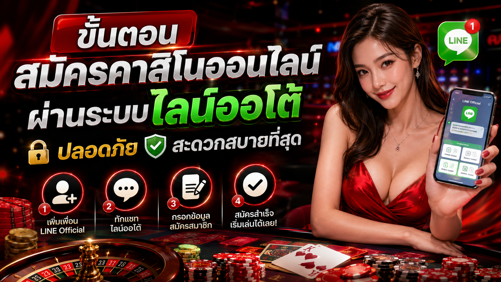สมัครคาสิโนออนไลน์ ผ่านระบบไลน์ออโต้ ปลอดภัย สะดวกสบายที่สุด ปี 2026