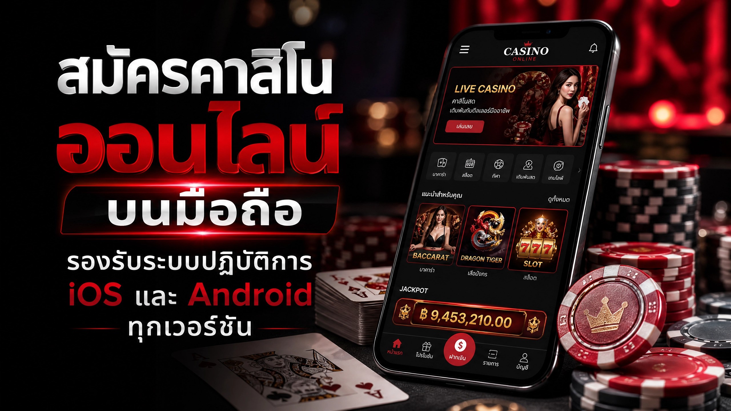 สมัครคาสิโนออนไลน์ บนมือถือ iOS และ Android ปี 2026 ระบบเสถียร