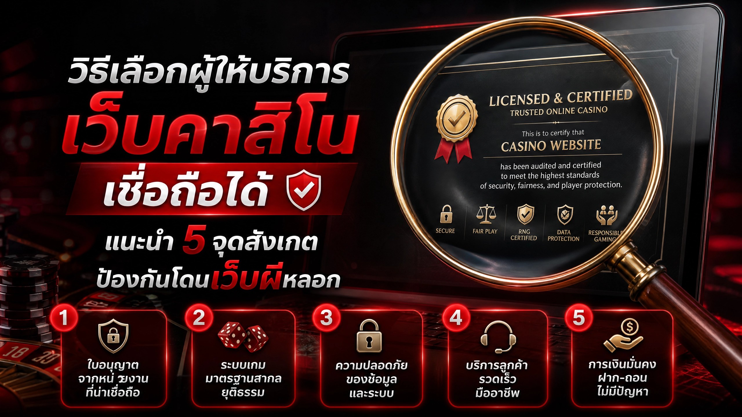 เว็บคาสิโน เชื่อถือได้ วิธีเลือกเว็บปลอดภัย พร้อม 5 จุดสังเกต ปี 2026