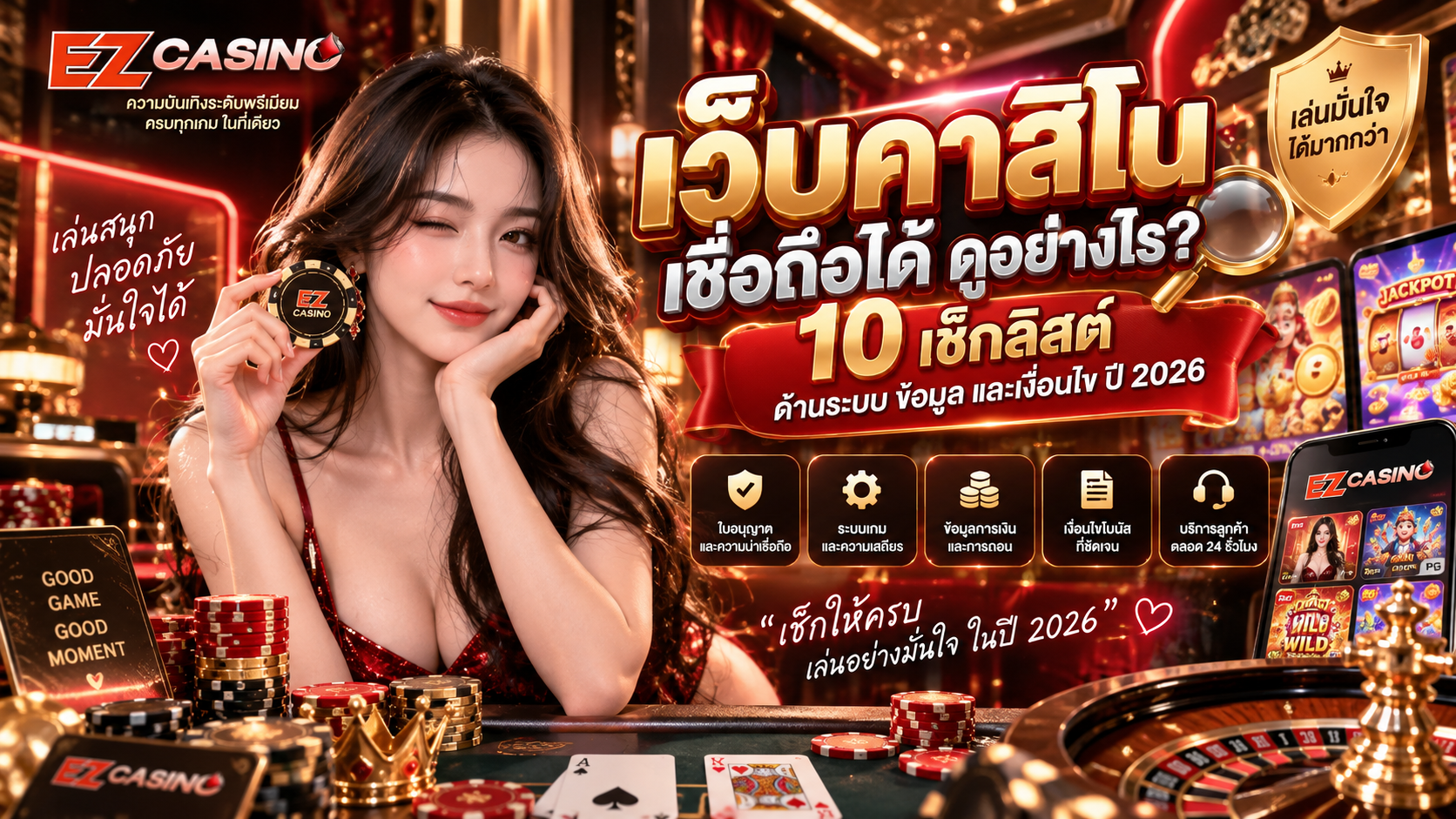 เว็บคาสิโน เชื่อถือได้ ดูอย่างไร? 10 เช็กลิสต์ด้านระบบ ข้อมูล และเงื่อนไข ปี 2026
